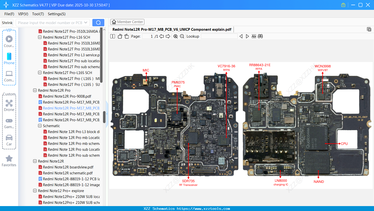 Xiaomi Redmi Note12R Pro-M17_MB_PCB_V6_UMCP Component Explain